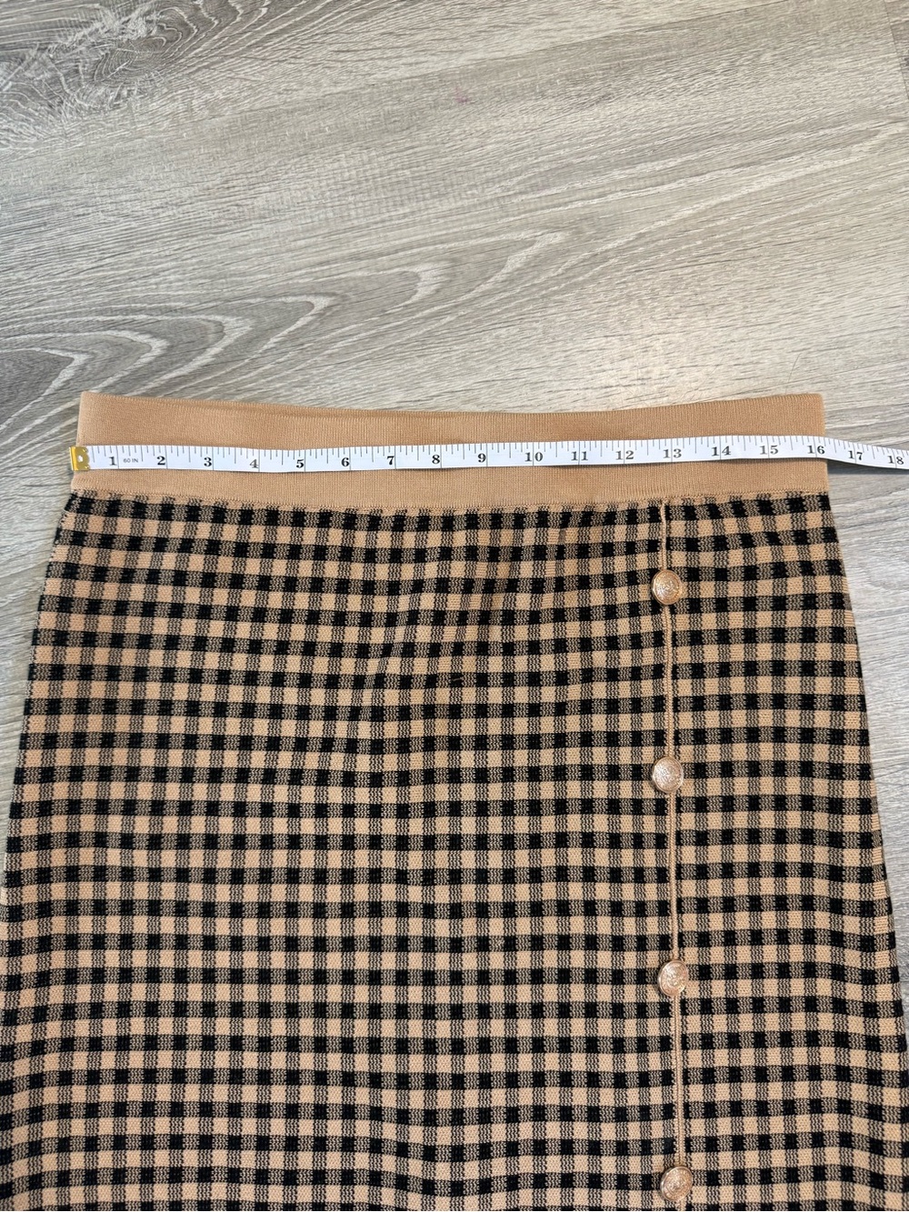 Nanette Lepore Tan and Black Checked Fringe Midi Skirt - Picture 5 of 7